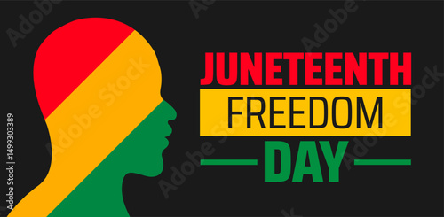 Juneteenth Freedom Day Banner. African American Heritage Celebration with Raised Fist and Pan-African Colors.