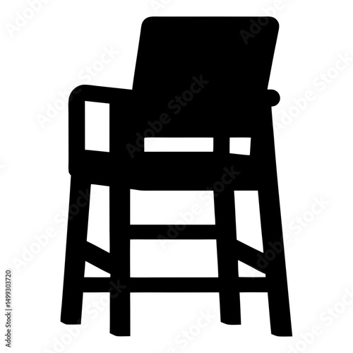Silhouette of a high chair with armrests and back support
