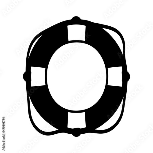 Silhouette of a life preserver for water safety and nautical themes