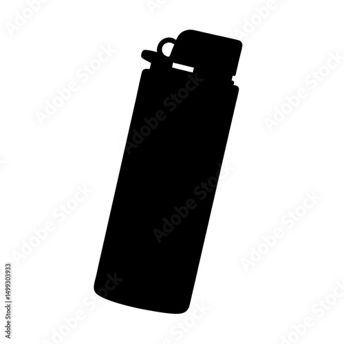 Black silhouette illustration of a disposable lighter on a white background