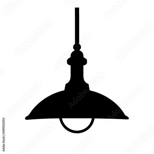 Silhouette of a pendant light fixture with a black lampshade
