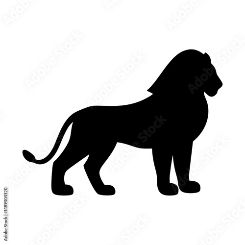 Silhouette of a majestic lion standing proudly in a powerful stance