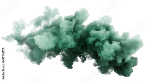 Green Smoke Isolated on White Background