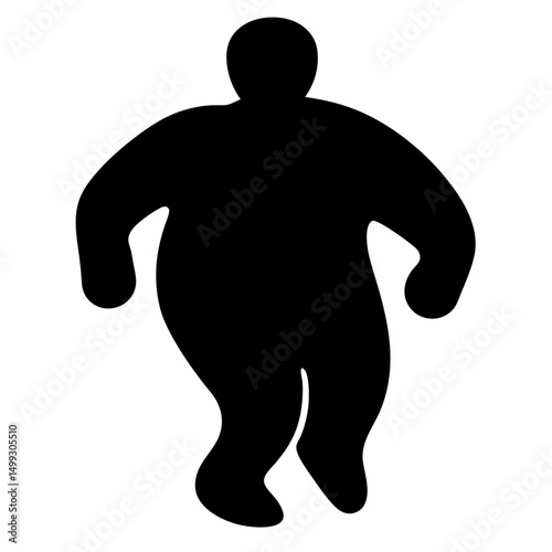 Silhouette of Overweight Person Dancing or Moving Energetically in Black and White