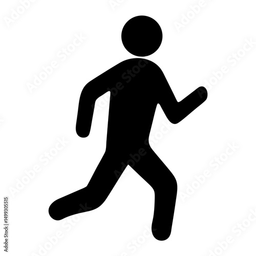 Simple black silhouette of a person running or jogging at speed
