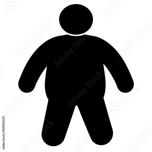 Black silhouette of a large, obese, overweight human figure illustration