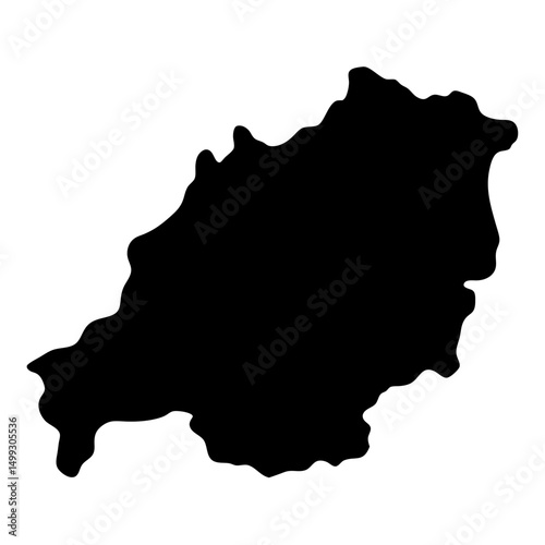 Silhouette of the region of Polog, North Macedonia in black and white