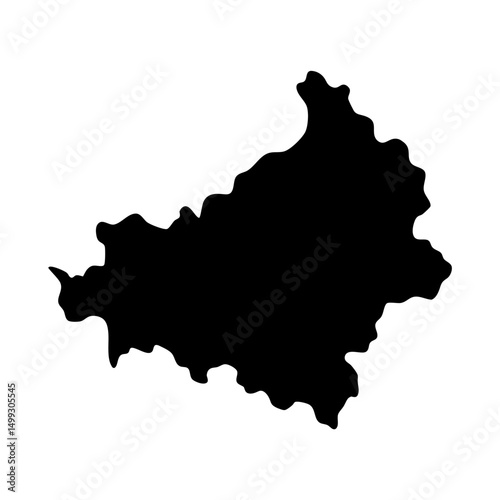 Black silhouette of the region of Central Serbia on a white background