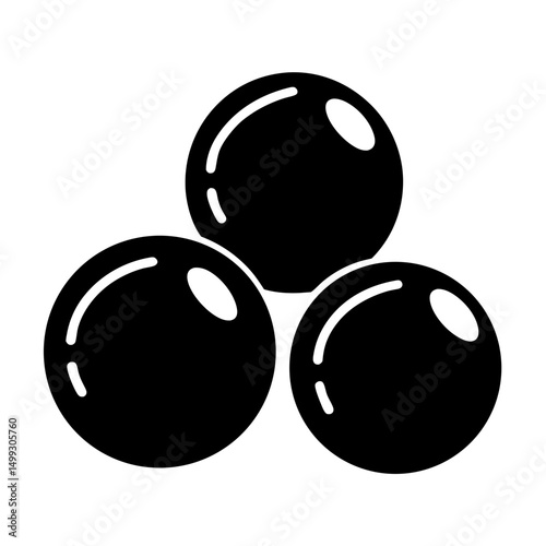 Three shiny black berries placed together on a white background illustration