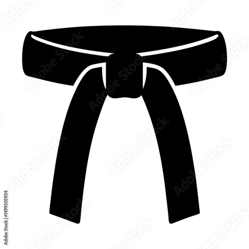 Black Karate Belt Icon Symbolizing Martial Arts Mastery and Achievement
