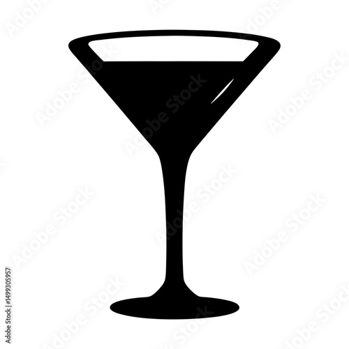 Elegant black martini glass silhouette with liquid, for cocktail hour illustration