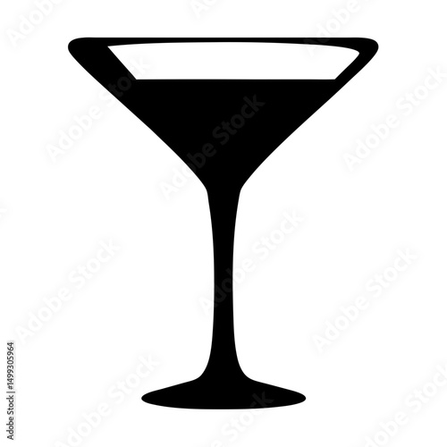 Bold Black Silhouette of a Cocktail Glass Filled with Liquid