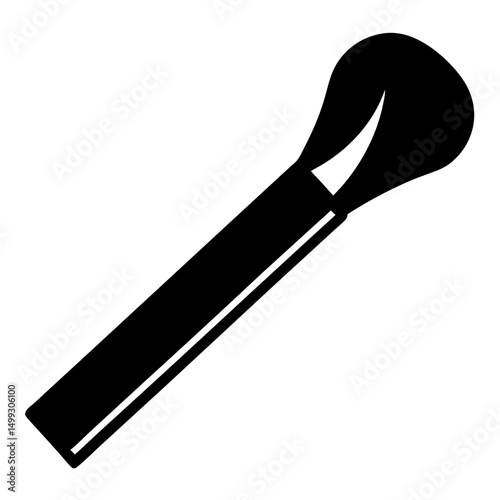 Simple Icon of a Professional Cosmetic Makeup Brush in Black Silhouette