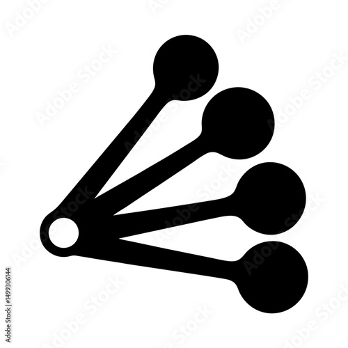 Four connected nodes with shared circular point in black and white