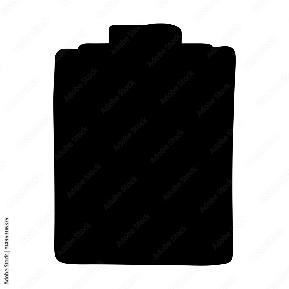 Silhouette of a black battery fully charged against a white background Silhouette of a black battery fully charged against a white background