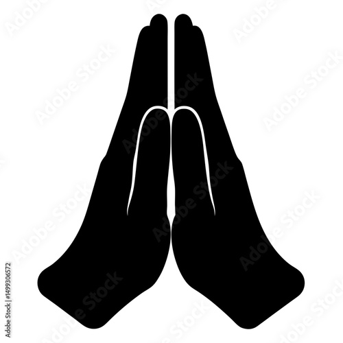 Symmetrical image showing two hands pressed together in a gesture of prayer