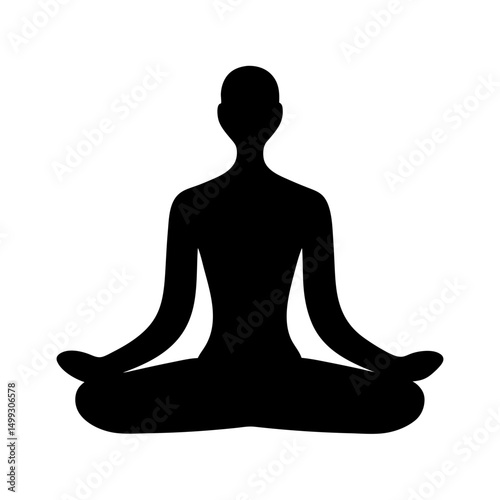 Silhouette of person in meditation pose representing mindfulness and wellbeing, health