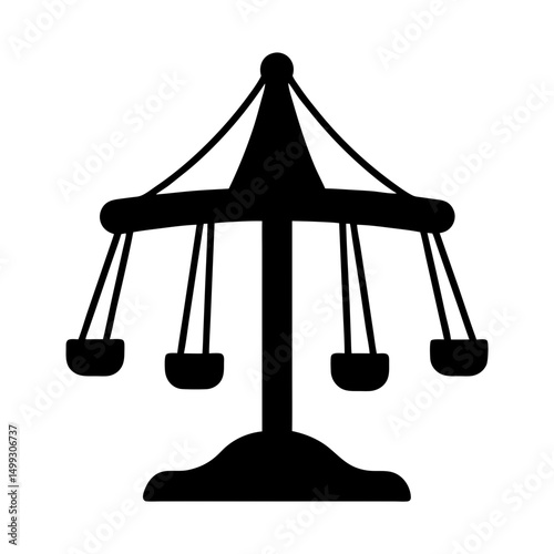 Silhouette of a classic chain swing ride, reminiscent of childhood memories