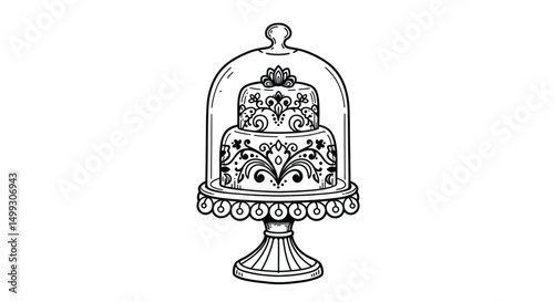 hand drawn vector illustration of a cage with birds