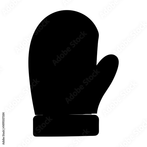 Winter warmth illustrated in a bold black monochrome mitten silhouette style