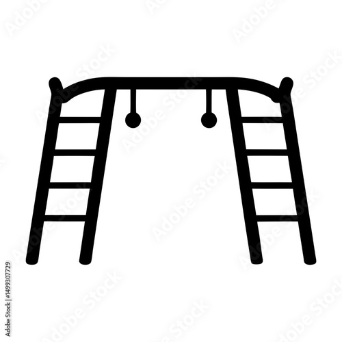 Illustration of monkey bars or climbing frame with hanging objects for playing