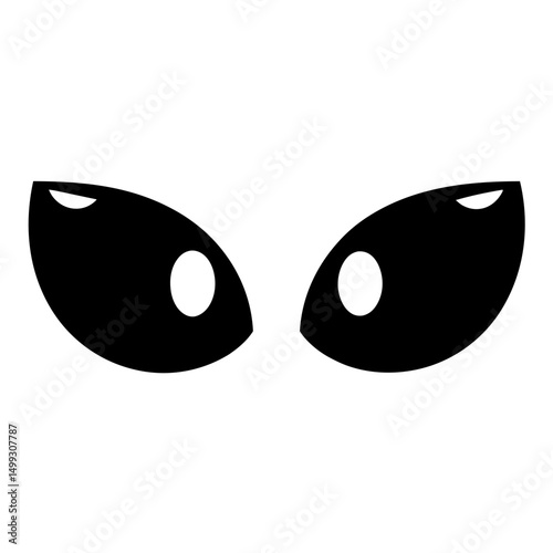 Cartoonish pair of mysterious, monochrome, and intense alien eyes staring ahead