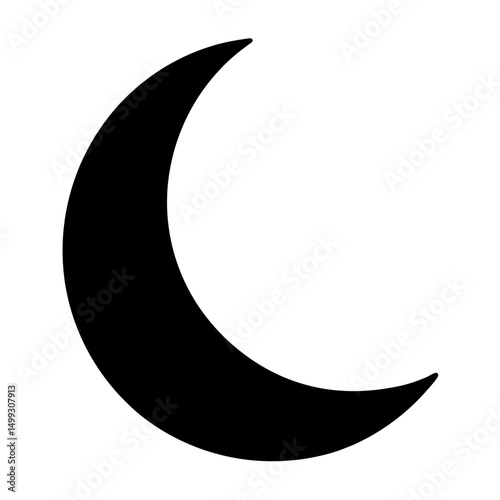 Crescent moon illustration, dark sky celestial design element in simple style
