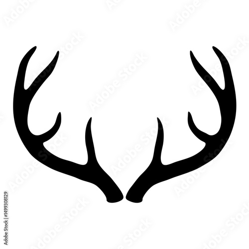 Black silhouette of deer antlers on a white background illustration art