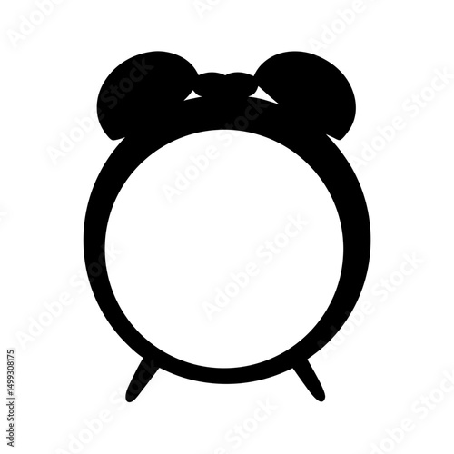 Simple black and white alarm clock design for graphic representation or icon
