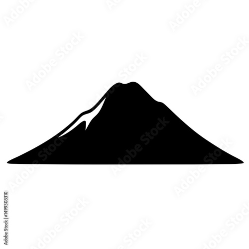 Simple black silhouette of a mountain range against a white background