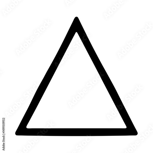 An abstract, outlined triangle filled with white and offset black triangle