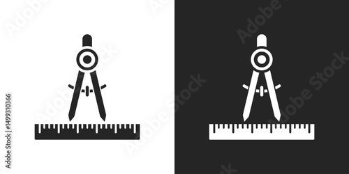 Geometry tools icon, Ruler symbol for math, engineering and design projects icon vector illustration