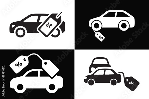 Car Loan Percentage Tag Icons Finance and Banking Graphics