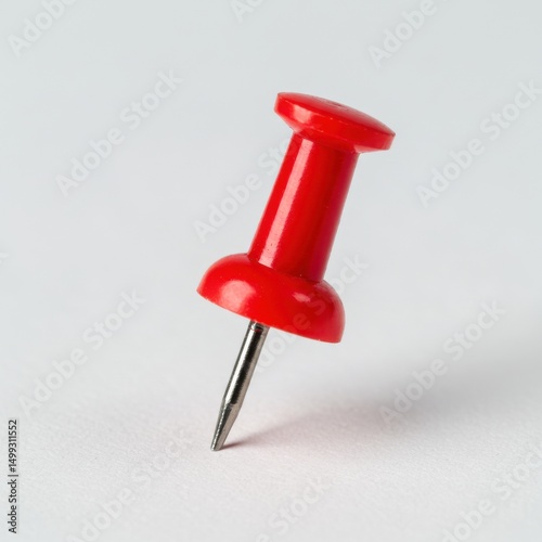 Red push pin isolated on white background for office, school, and home use.
