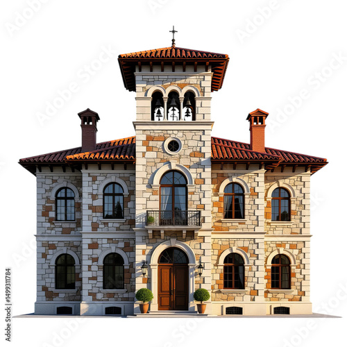 Mediterranean Villa, Isolated Transparent Background