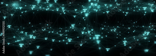 Cyber network connection structure. Technology connect big data. Science background. Business futuristic backdrop. 3D rendering.