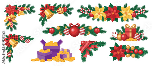 Christmas Decorations Collection Ornaments, Wreaths, and Gifts