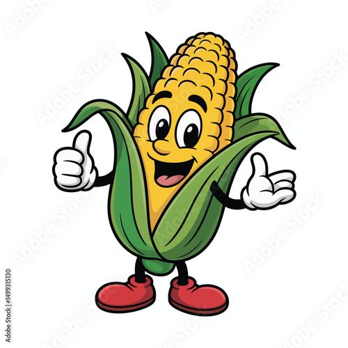 Happy Corn Cob Cartoon Character Giving Thumbs Up