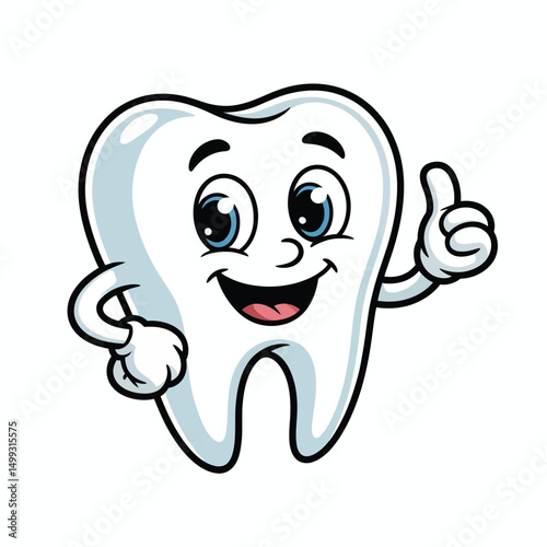 Happy Cartoon Tooth Giving a Thumbs Up for Dental Health
