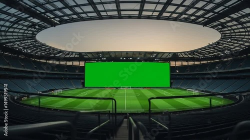 Cinematic Soccer Stadium Green Screen Display | Photorealistic Crowd & Architecture