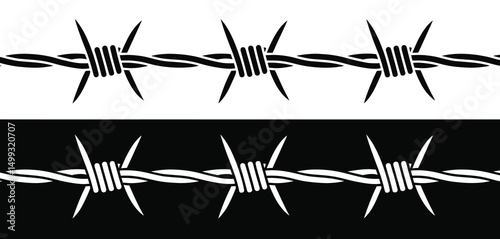 Barbed Wire Border Seamless Pattern Black and White