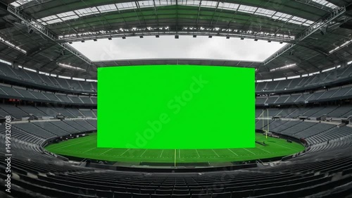 Photorealistic Stadium Interior with Green Screen Billboard | 8K Modern Arena