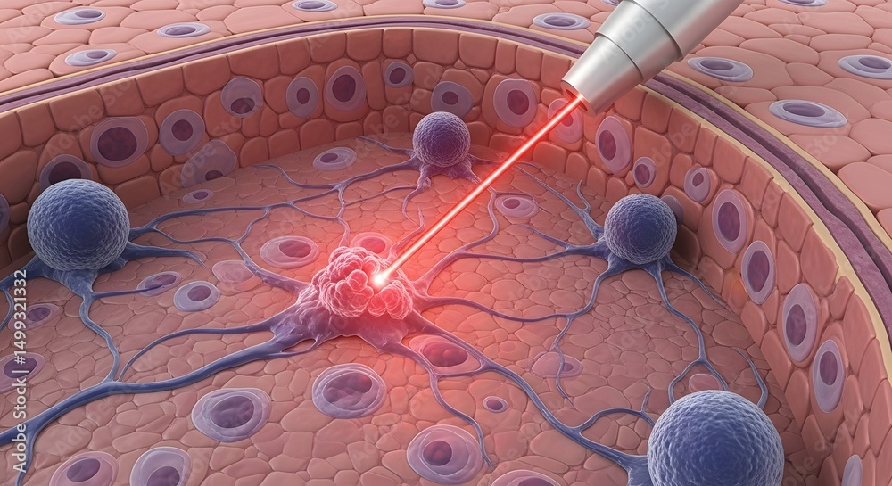 Laser Treatment for Skin Cancer Medical Illustration of Cell ...