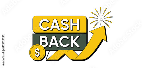 Cash Back Offer Illustration with Upward Arrow and Coin