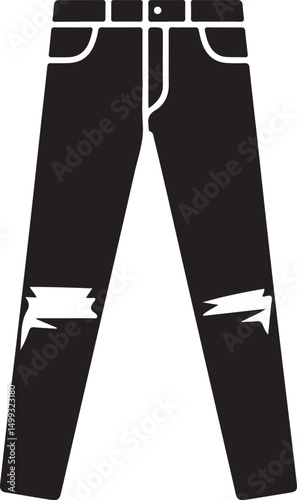 Ripped Knee Jeans Icon Black Silhouette Fashion Apparel