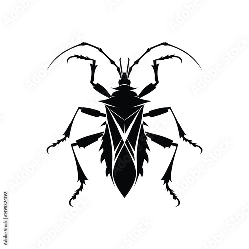 High Detail Assassin Bug Silhouette Vector Graphic for Insect Design Projects Wildlife Illustration