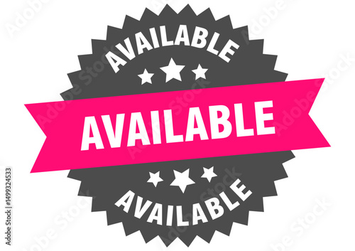 available. available round pink label isolated on transparent background