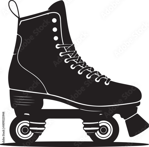 Classic Black Roller Skate Silhouette Illustration