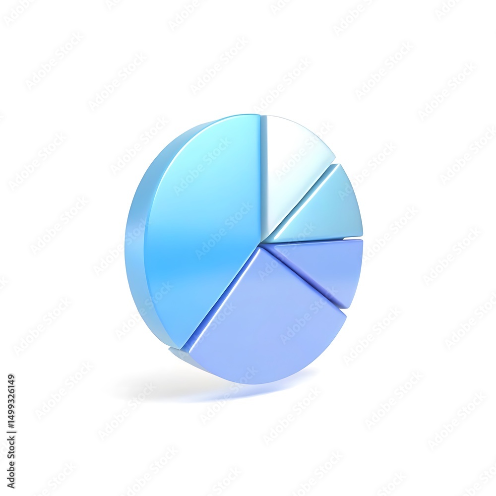 Obraz premium 3d rendered pie chart depicting business data and statistical information on white background