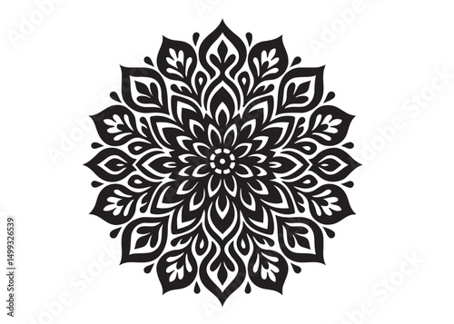 black mandala logo silhouette design, mandala design logo icon silhouette, mandala design patterns silhouette vector, Simple mandala design logo silhouette in vector style with a white background
